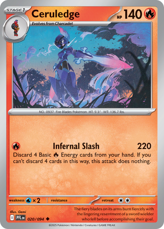 Pokémonkaart Ceruledge nummer 20/94 uit de set Phantasmal Flames (Mega Evolution)