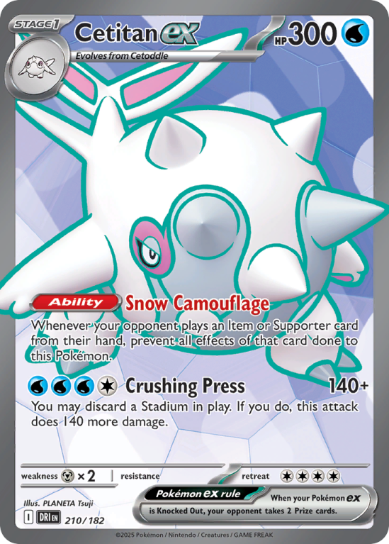 Pokémonkaart Cetitan ex nummer 210/182 uit de set Destined Rivals (Scarlet & Violet)