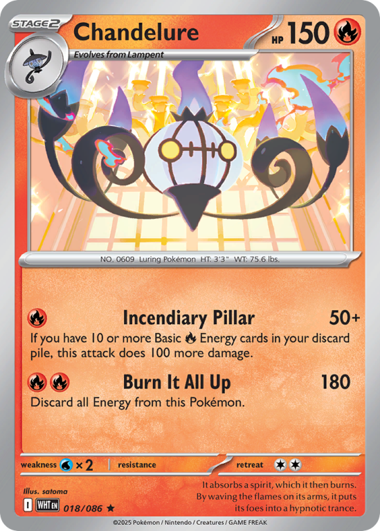 Pokémonkaart Chandelure nummer 18/86 uit de set White Flare (Scarlet & Violet)