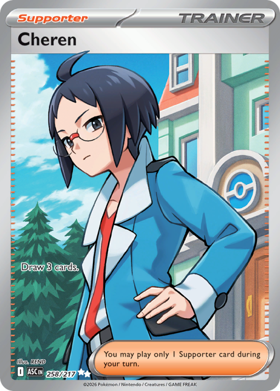 Pokémonkaart Cheren nummer 258/217 uit de set Ascended Heroes (Mega Evolution)