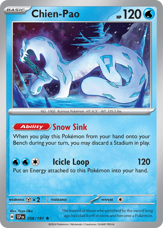 Pokémonkaart Chien-Pao nummer 56/191 uit de set Surging Sparks (Scarlet & Violet)