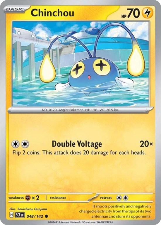 Pokémonkaart Chinchou nummer 48/142 uit de set Stellar Crown (Scarlet & Violet)