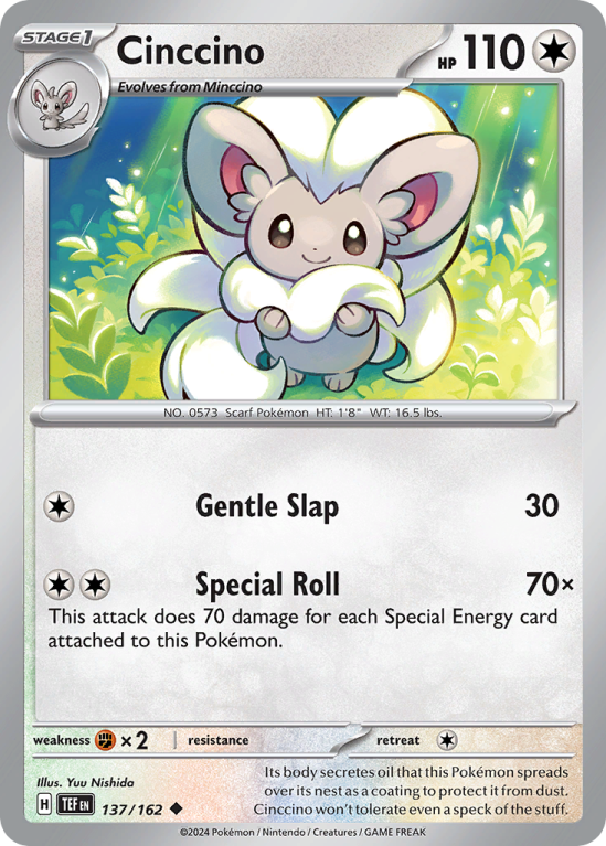 Pokémonkaart Cinccino nummer 137/162 uit de set Temporal Forces (Scarlet & Violet)