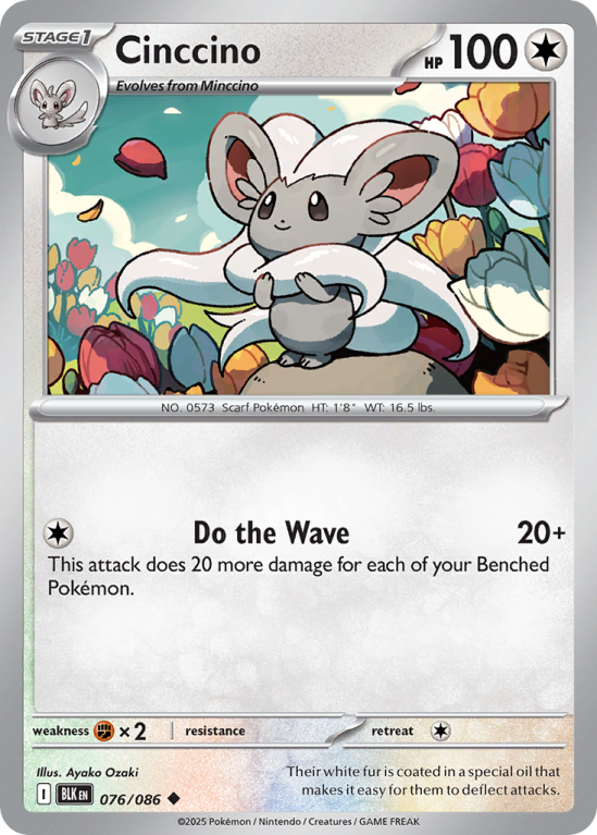 Pokémonkaart Cinccino nummer 76/86 uit de set Black Bolt (Scarlet & Violet)
