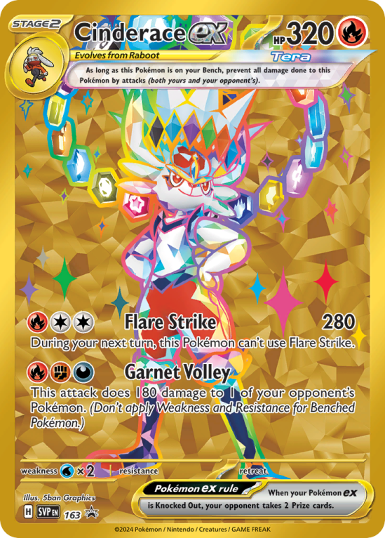 Pokémonkaart Cinderace ex nummer 163/14 uit de set Scarlet & Violet Black Star Promos (Scarlet & Violet)