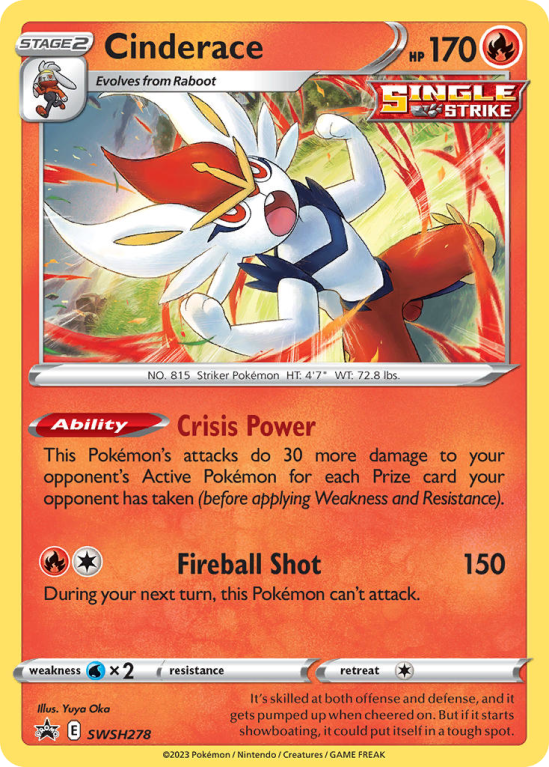 Pokémonkaart Cinderace nummer SWSH278/103 uit de set SWSH Black Star Promos (Sword & Shield)