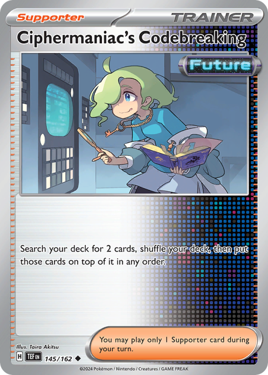 Pokémonkaart Ciphermaniac's Codebreaking nummer 145/162 uit de set Temporal Forces (Scarlet & Violet)
