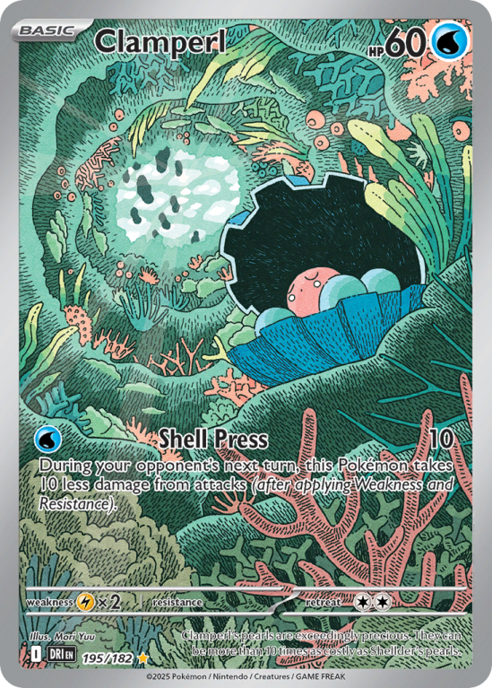 Pokémonkaart Clamperl nummer 195/182 uit de set Destined Rivals (Scarlet & Violet)