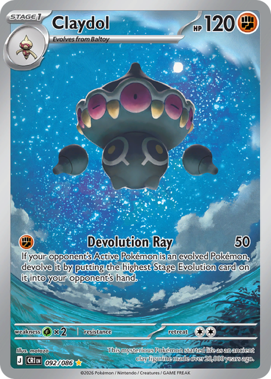 Pokémonkaart Claydol nummer 92/86 uit de set Chaos Rising (Mega Evolution)