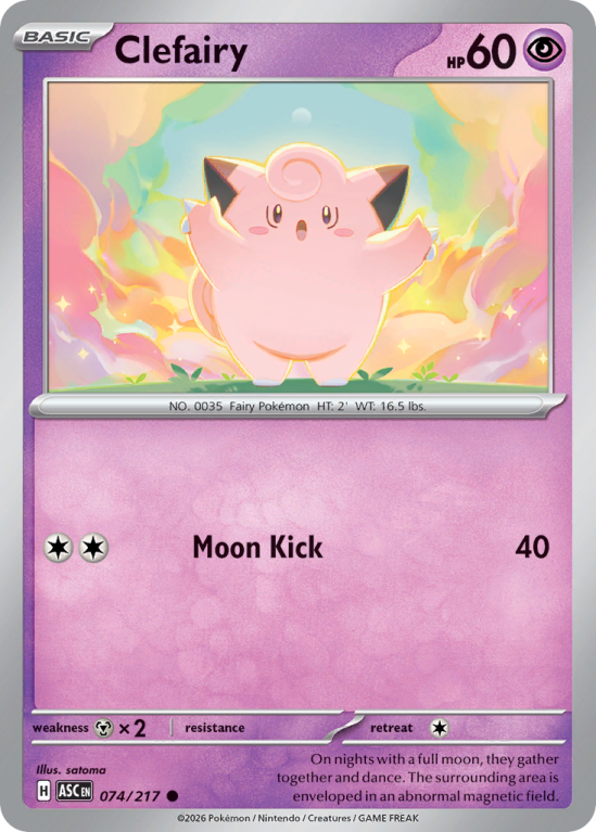 Pokémonkaart Clefairy nummer 74/217 uit de set Ascended Heroes (Mega Evolution)
