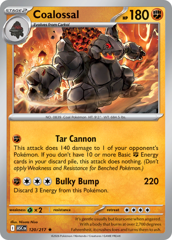 Pokémonkaart Coalossal nummer 120/217 uit de set Ascended Heroes (Mega Evolution)