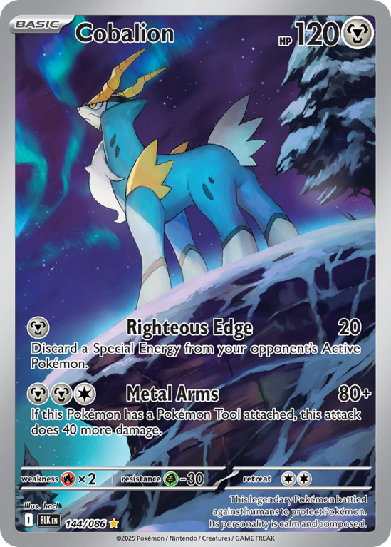 Pokémonkaart Cobalion nummer 144/86 uit de set Black Bolt (Scarlet & Violet)