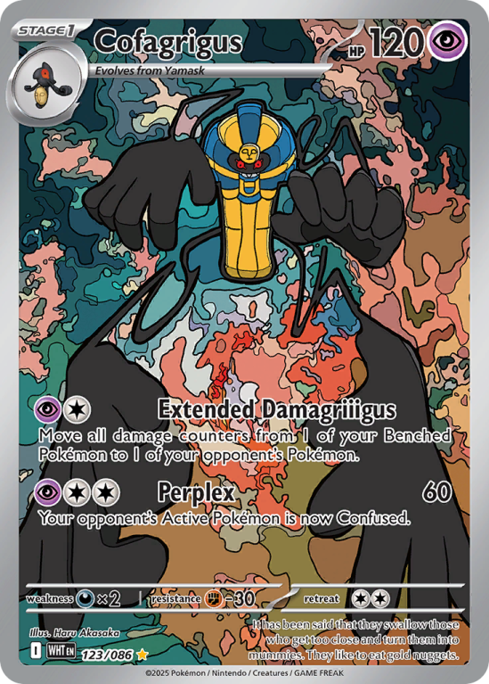 Pokémonkaart Cofagrigus nummer 123/86 uit de set White Flare (Scarlet & Violet)