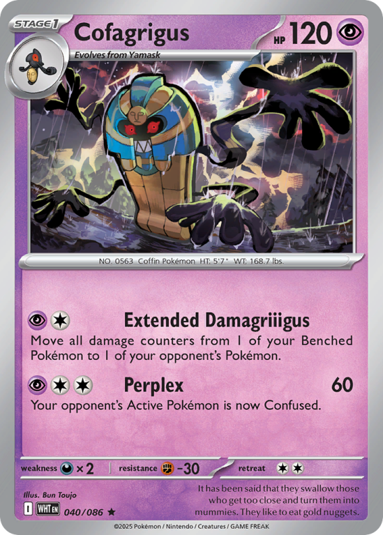 Pokémonkaart Cofagrigus nummer 40/86 uit de set White Flare (Scarlet & Violet)