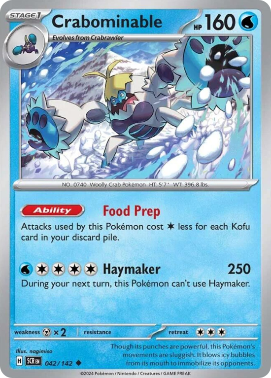 Pokémonkaart Crabominable nummer 42/142 uit de set Stellar Crown (Scarlet & Violet)