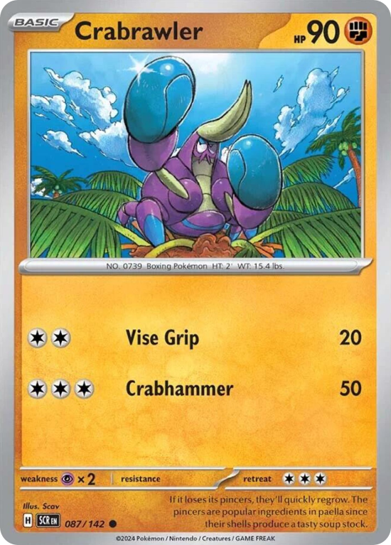 Pokémonkaart Crabrawler nummer 87/142 uit de set Stellar Crown (Scarlet & Violet)