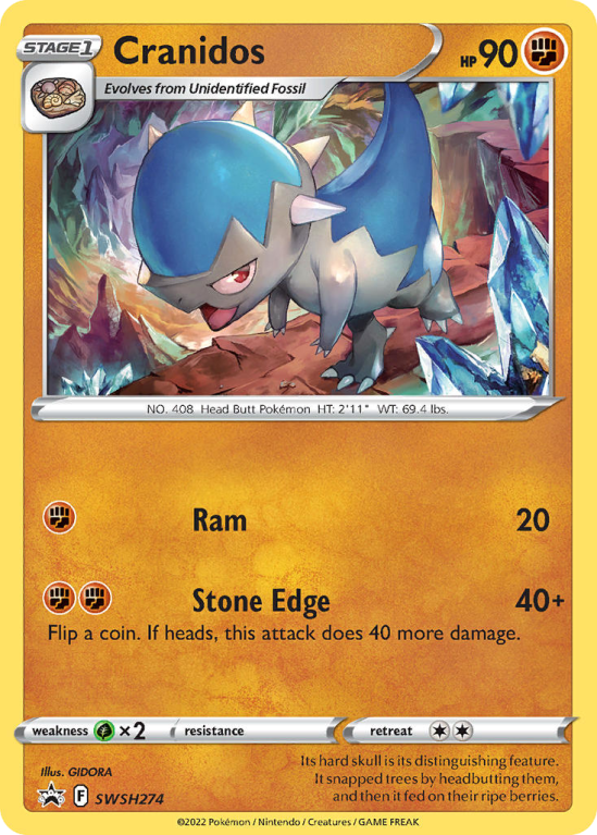 Pokémonkaart Cranidos nummer SWSH274/103 uit de set SWSH Black Star Promos (Sword & Shield)