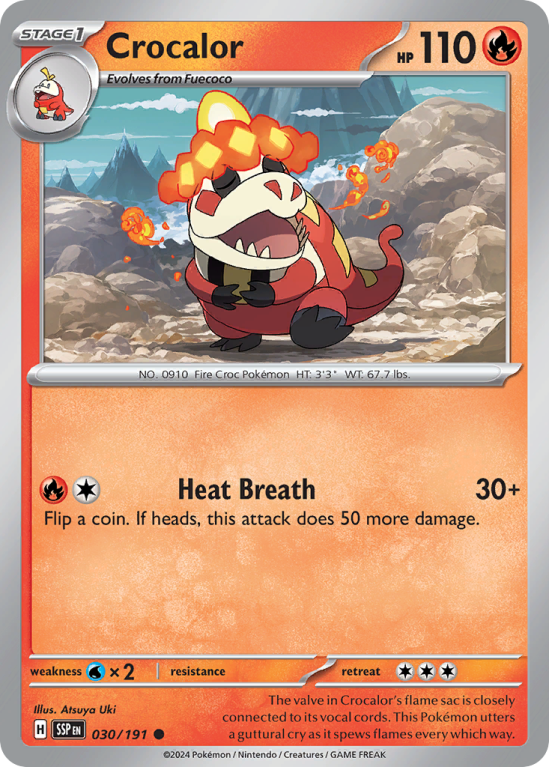 Pokémonkaart Crocalor nummer 30/191 uit de set Surging Sparks (Scarlet & Violet)