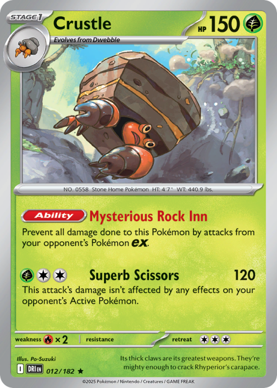 Pokémonkaart Crustle nummer 12/182 uit de set Destined Rivals (Scarlet & Violet)