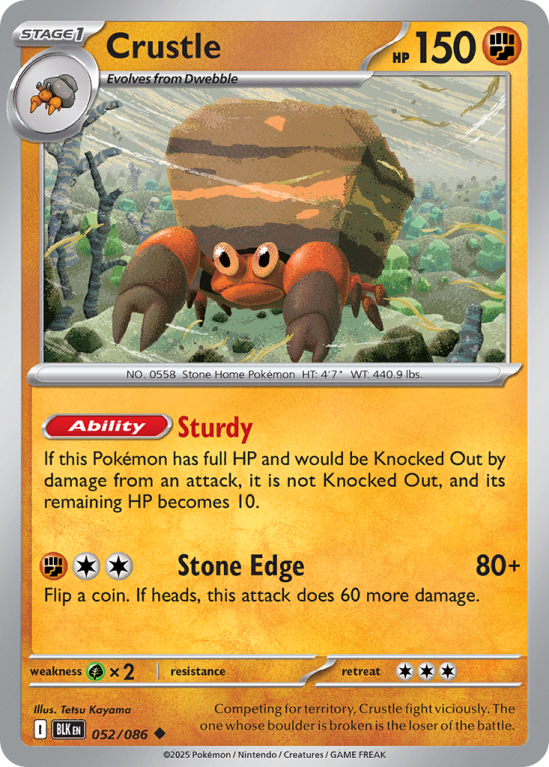 Pokémonkaart Crustle nummer 52/86 uit de set Black Bolt (Scarlet & Violet)