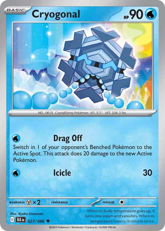 Pokémonkaart Cryogonal nummer 27/86 uit de set Black Bolt (Scarlet & Violet)