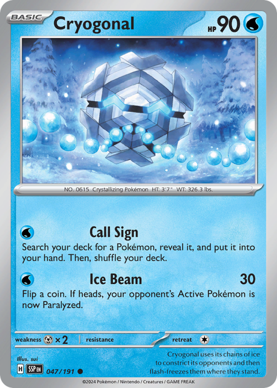 Pokémonkaart Cryogonal nummer 47/191 uit de set Surging Sparks (Scarlet & Violet)