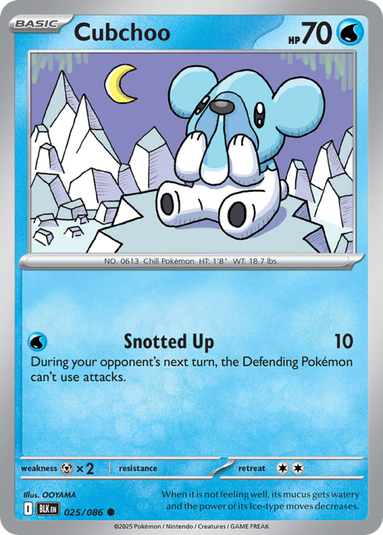 Pokémonkaart Cubchoo nummer 25/86 uit de set Black Bolt (Scarlet & Violet)