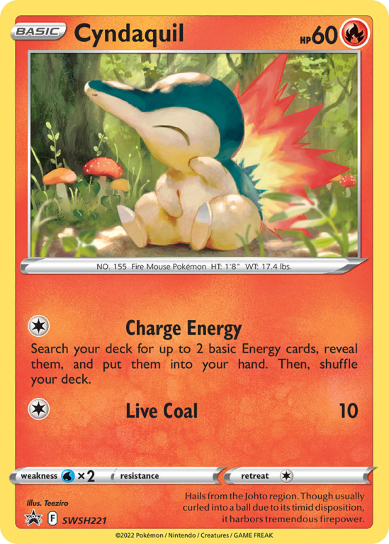 Pokémonkaart Cyndaquil nummer SWSH221/103 uit de set SWSH Black Star Promos (Sword & Shield)