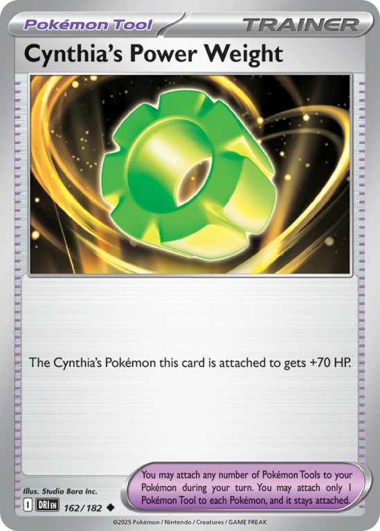 Pokémonkaart Cynthia's Power Weight nummer 162/182 uit de set Destined Rivals (Scarlet & Violet)