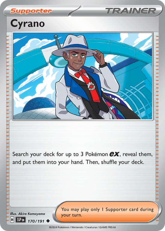 Pokémonkaart Cyrano nummer 170/191 uit de set Surging Sparks (Scarlet & Violet)