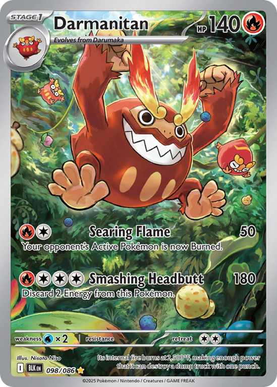 Pokémonkaart Darmanitan nummer 98/86 uit de set Black Bolt (Scarlet & Violet)