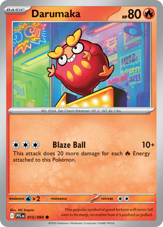 Pokémonkaart Darumaka nummer 15/94 uit de set Phantasmal Flames (Mega Evolution)