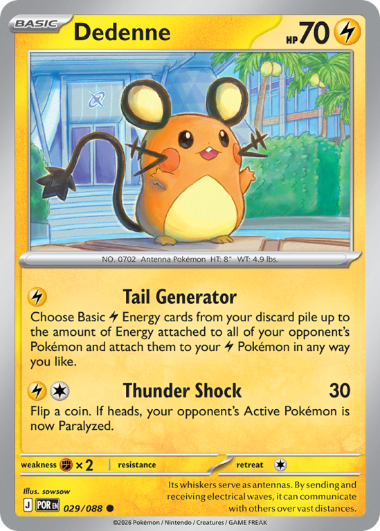 Pokémonkaart Dedenne nummer 29/88 uit de set Perfect Order (Mega Evolution)