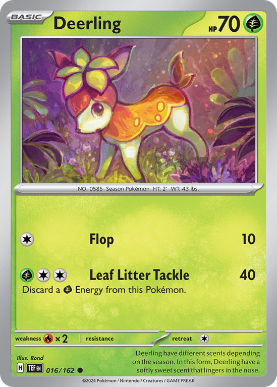 Pokémonkaart Deerling nummer 16/162 uit de set Temporal Forces (Scarlet & Violet)