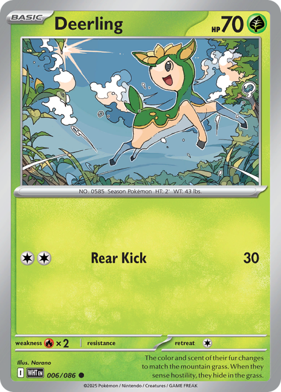 Pokémonkaart Deerling nummer 6/86 uit de set White Flare (Scarlet & Violet)
