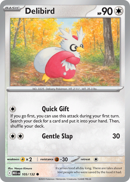 Pokémonkaart Delibird nummer 105/132 uit de set Mega Evolution