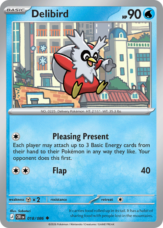 Pokémonkaart Delibird nummer 18/86 uit de set Chaos Rising (Mega Evolution)