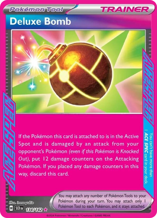 Pokémonkaart Deluxe Bomb nummer 134/142 uit de set Stellar Crown (Scarlet & Violet)