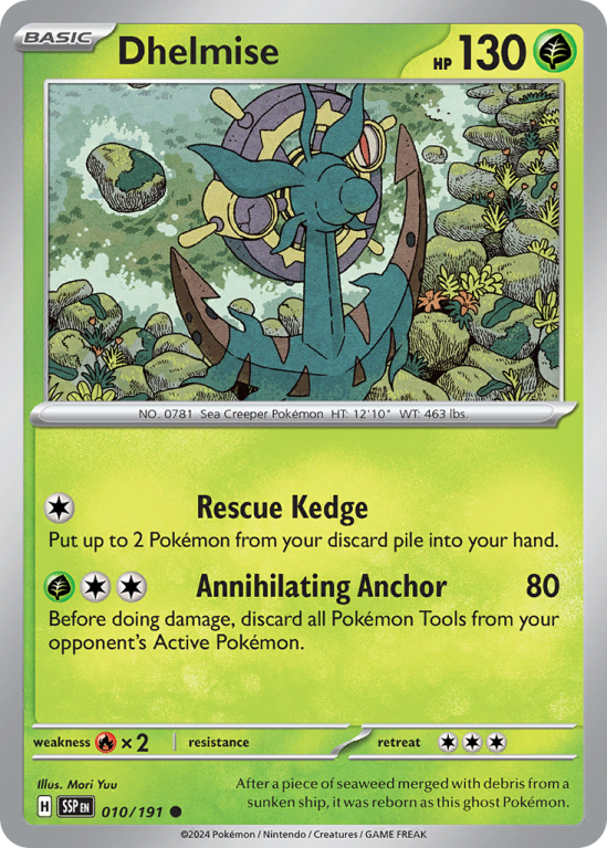 Pokémonkaart Dhelmise nummer 10/191 uit de set Surging Sparks (Scarlet & Violet)