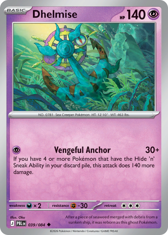 Pokémonkaart Dhelmise nummer 39/84 uit de set Pitch Black (Mega Evolution)