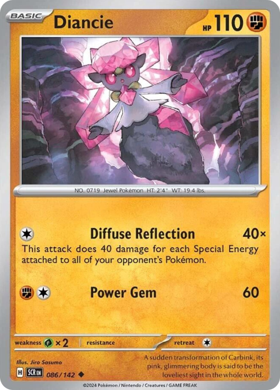 Pokémonkaart Diancie nummer 86/142 uit de set Stellar Crown (Scarlet & Violet)