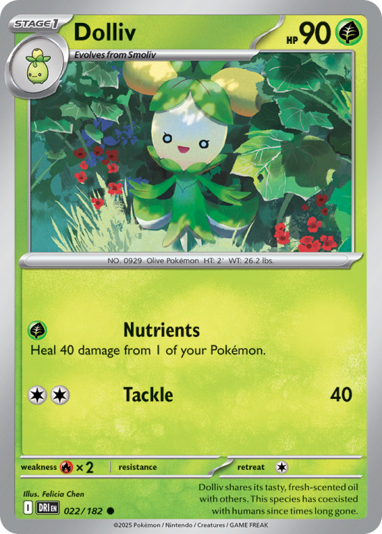 Pokémonkaart Dolliv nummer 22/182 uit de set Destined Rivals (Scarlet & Violet)