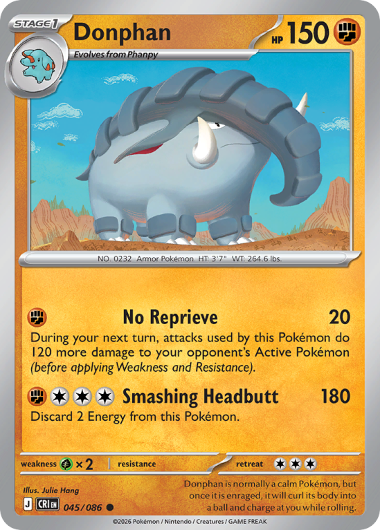 Pokémonkaart Donphan nummer 45/86 uit de set Chaos Rising (Mega Evolution)