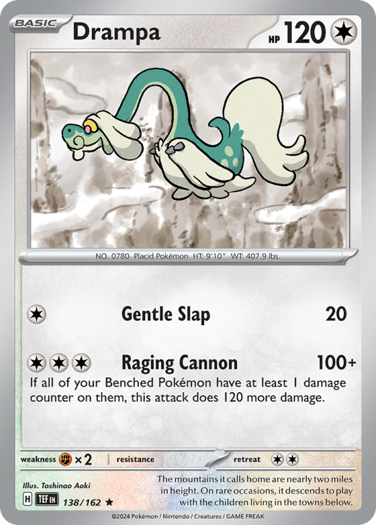 Pokémonkaart Drampa nummer 138/162 uit de set Temporal Forces (Scarlet & Violet)