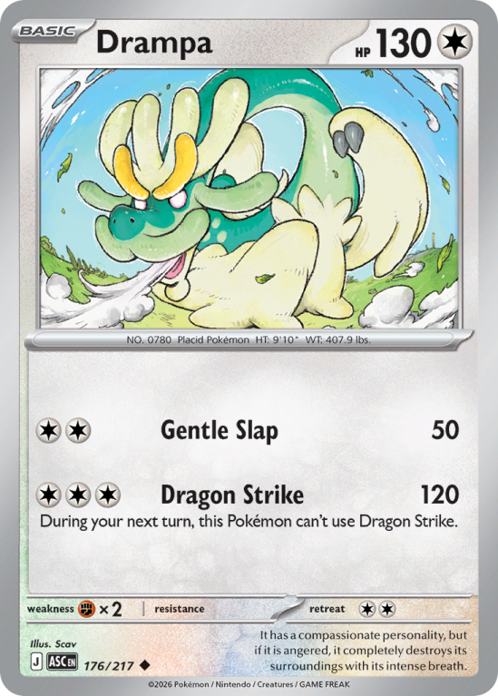 Pokémonkaart Drampa nummer 176/217 uit de set Ascended Heroes (Mega Evolution)