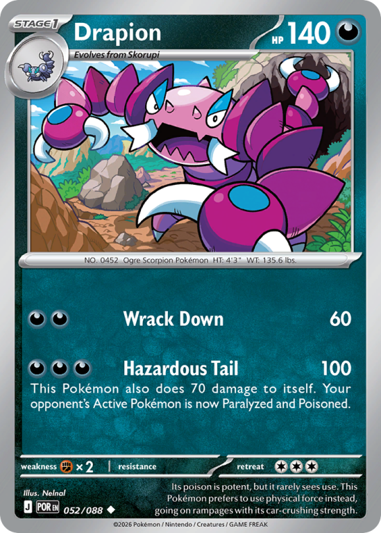 Pokémonkaart Drapion nummer 52/88 uit de set Perfect Order (Mega Evolution)