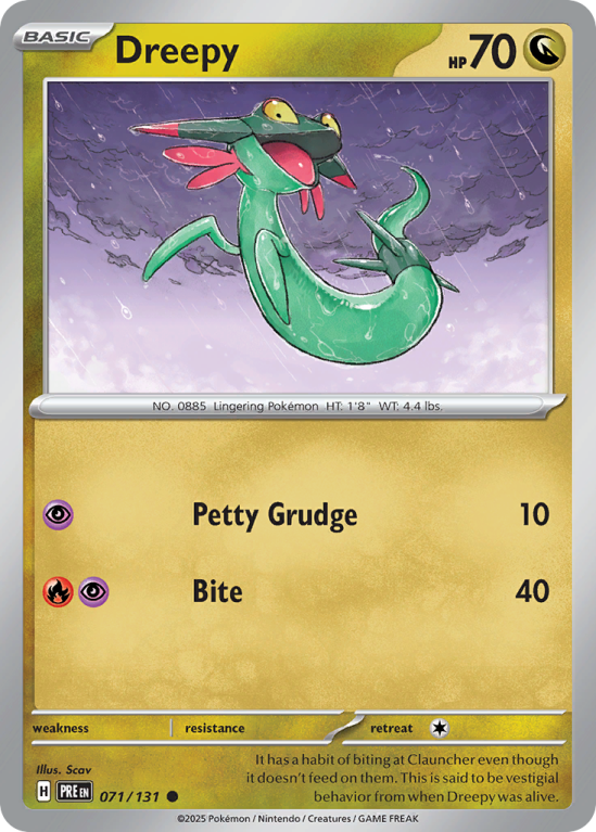 Pokémonkaart Dreepy nummer 71/131 uit de set Prismatic Evolutions (Scarlet & Violet)