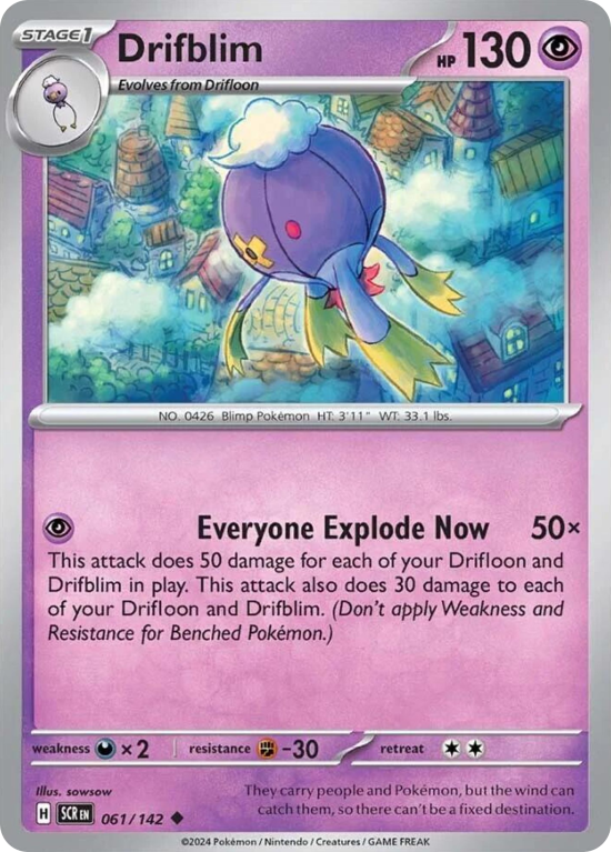 Pokémonkaart Drifblim nummer 61/142 uit de set Stellar Crown (Scarlet & Violet)