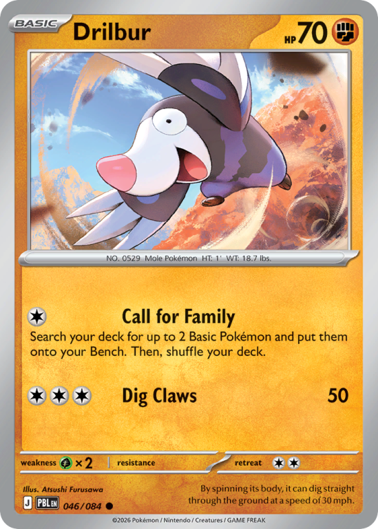 Pokémonkaart Drilbur nummer 46/84 uit de set Pitch Black (Mega Evolution)