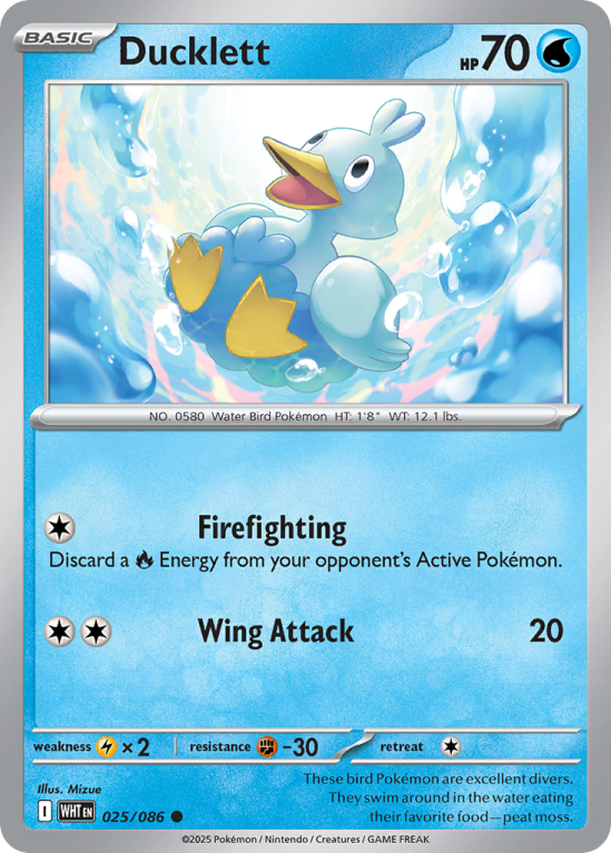 Pokémonkaart Ducklett nummer 25/86 uit de set White Flare (Scarlet & Violet)